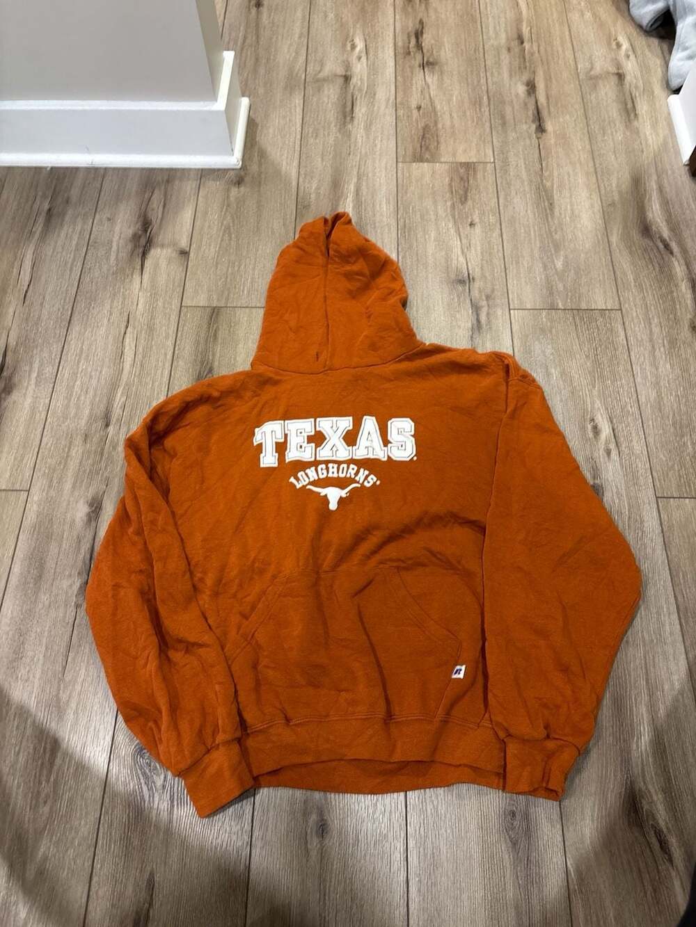 Vintage Russell Athletic Texas Longhorns Burnt Orange Spellout Hoodie XL